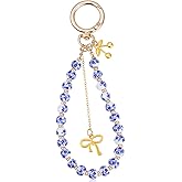 Shimmeroo Ceramic Bead Keychain Wristlet for Women,Cherry Bow Bag Charm Aesthetic Purse Charms,Vintage Style Bracelet for Car Keys & Handbags