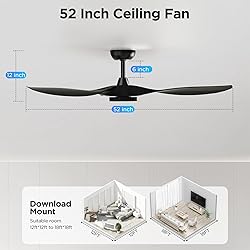 Roomratv Ceiling Fans with Lights, 52 Inch Ceiling
