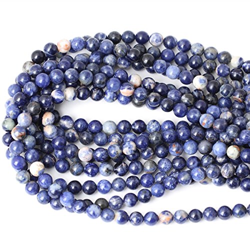 Qiwan 45PCS 8mm Natural Orange Blue Sodalite Gemstone Loose Round Beads Crystal Energy Stone Healing Power for Jewelry Making 1 Strand 15"