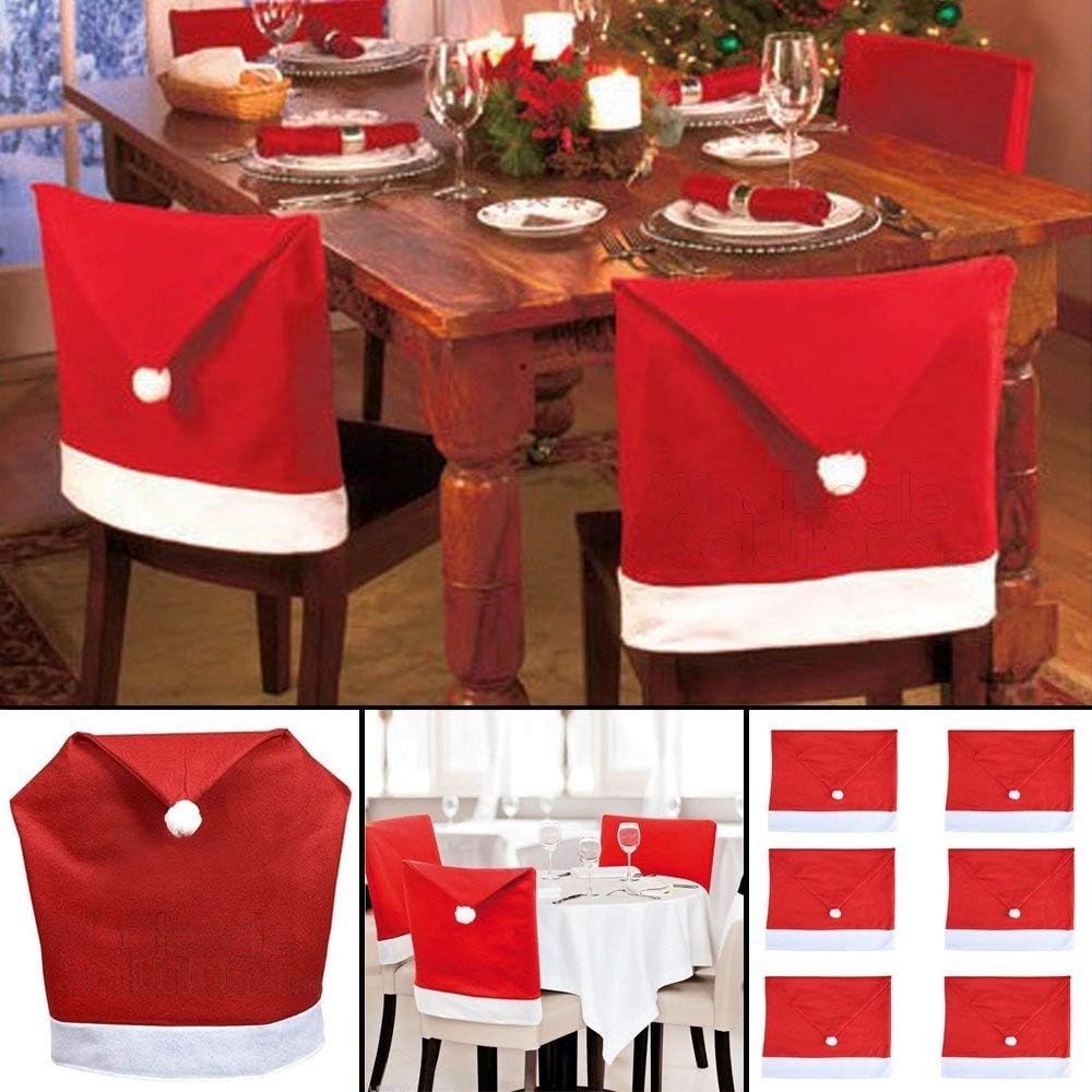 Wholesale Solutions Ltd - Santa Hat Dining Chair Covers Christmas Party Xmas Table Decoration (8)