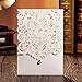 Jofanza 50pcs White Laser Cut Wedding Invitations with Rhinestone and Envelopes 5 x 7.3 Inch Lace Invitation Cards for Engagement Anniversary Quinceañera Sweet 16
