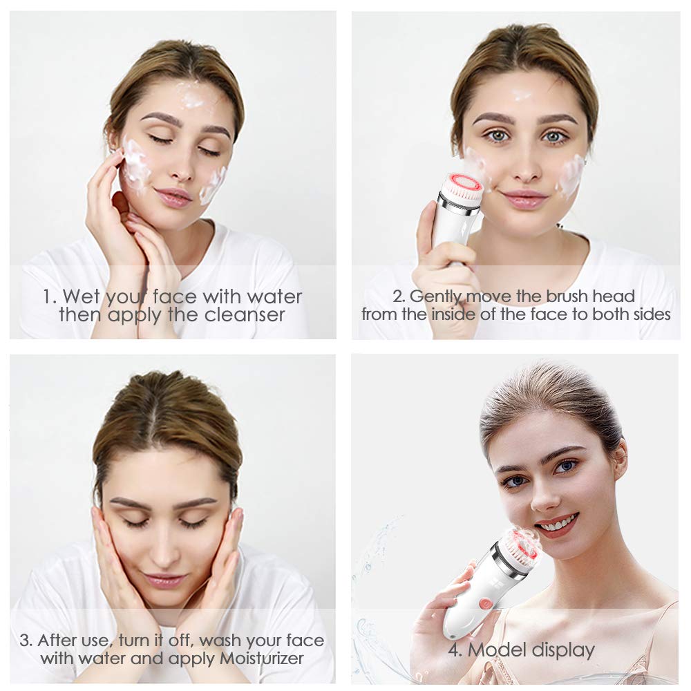 Facial Cleansing Brush Gift Kit, JOMARTO Waterproof Facial Cleansing Devices, Spin Brush with Replaceable Brush Heads, USB Rechargeable for Deep Cleansing, Gentle Exfoliating and Removing Blackhead: Beauty