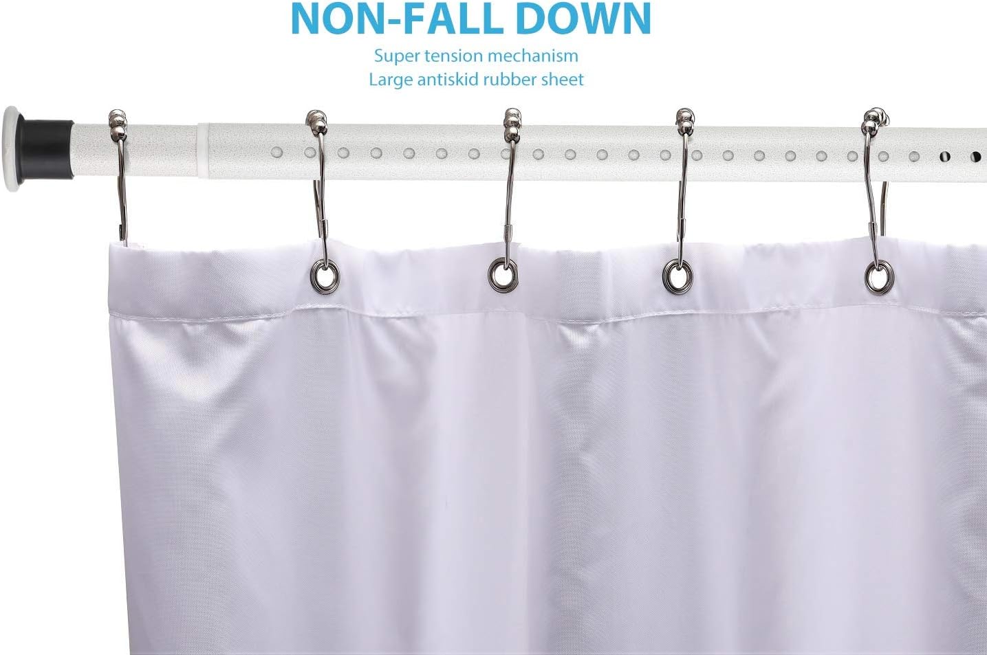 Kinlo Telescopic Shower Curtain Rod,310360 cm, Stainless Steel Curtain
