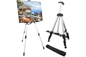 Art Artist Easel Stand for Painting: RRFTOK Aluminum Metal Adjustable Easels for Painting Canvase Height from 17 to 66 Inch -