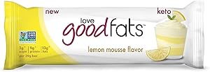 Love Good Fats Bars – Lemon Mousse – Keto-Friendly Protein Bar with Natural Ingredients – Low Sugar, Low Carb, Non GMO, Gluten & Soy Free Snacks for Ketogenic Diets – (12 Count)