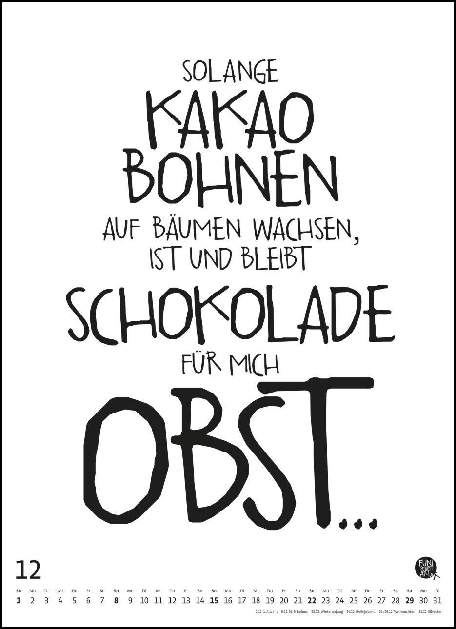 Sprüche Kalender 2019 Typo Kalender Von Funi Smart Art
