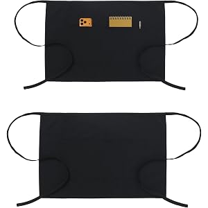 Sheenfon Chef Apron with 3 Pockets and Extra Ties | MJS polyester | Cotton-like feel | Fade & pill resistant | Extra-long tie