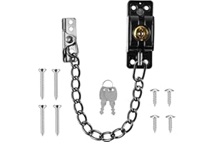 Door Chain Lock Heavy Duty, Chain Door Guard Lock, Chain Locks with Key, Security Door Chain Locks, Black Chain Door Latch fo
