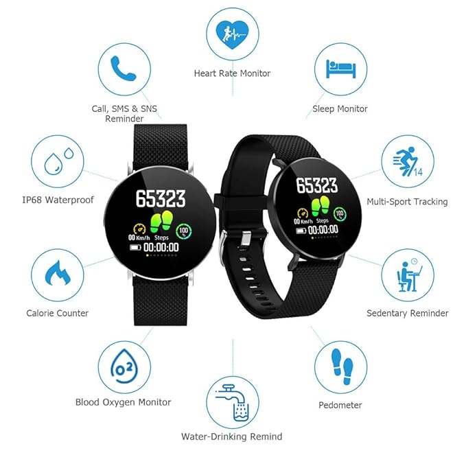 Gearlifee Fitness Tracker, IP68 Waterproof Reloj Pulsera con ...