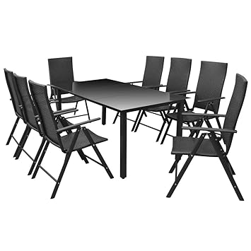 Vidaxl Garten Essgruppe 9 Tlg Poly Rattan Alu Aluminium Gartenmobel Gartenset Amazon De Kuche Haushalt