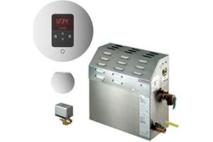 MR. STEAM Mr.Steam eSeries MS400EC1 9kW Steam Bath Generator at 240V with iTempo Round Control Polished Chrome with matching AromaSteam SteamHead, and AutoFlush (max 257 cubic feet)