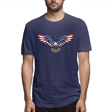 Hombres Personalizados Sudor American Eagle con EE. UU. Banderas de Manga Corta Camiseta Divertida Negro: Amazon.es: Ropa y accesorios