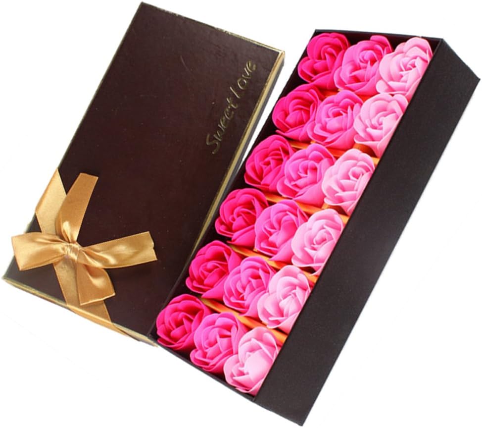 TEEROVA 18Pcs Rose Soap Flower Handmade Rose Scented Bath Soap Petals in Gift Box (A), Pink, 1 count (Pack of 18) - Image 5