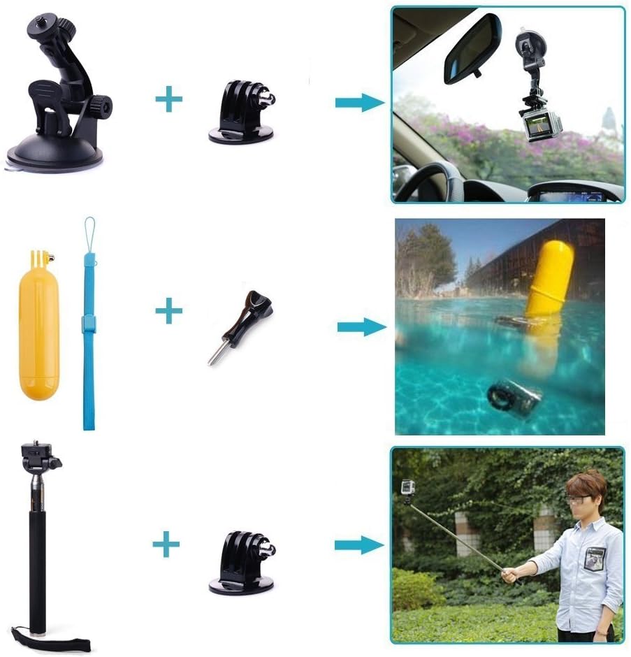 Action Camera Selfie Stick Floating Handle Grip and Suction Cup Windshield Mount Compatible With GoPro Hero 13 12 11 10 9/ AKASO EK7000 /DJI Osmo Action 4 5 Pro/Insta360 X5 Action Cam Accessories - Image 4