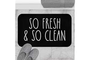 DIFNARY So Fresh & So Clean Home Rae Dunn Bath Mat Indoor Doormat Bath Rugs Non Slip, Washable Cover Floor Rug Absorbent Carpets Floor Mat Home Decor Best Home 16 * 24in
