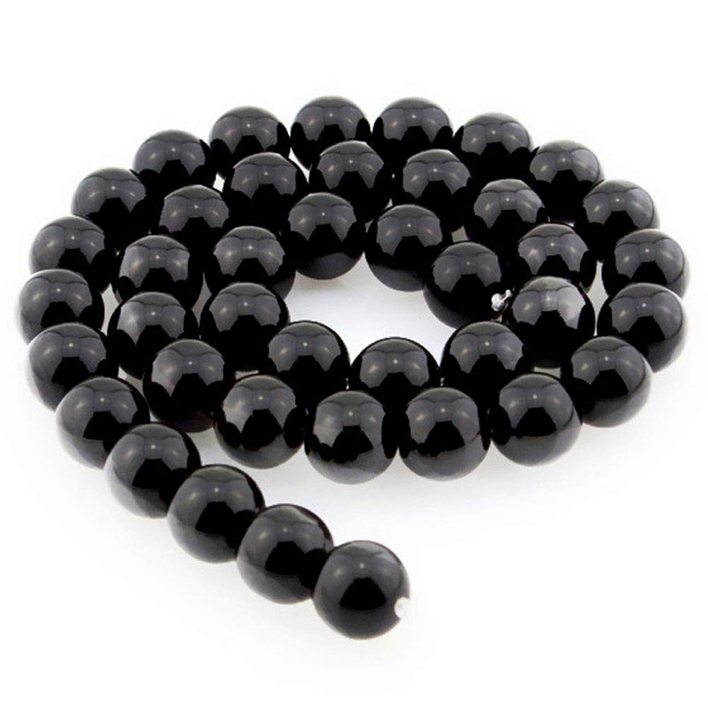 Round Shape Stone Loose Beads Gemstone DIY Bracelet Necklace for Jewelry Making (Natural Black Onyx, 6mm) โ image 1