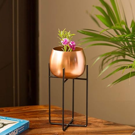 Exclusivelane The Copper Rounds Table Planters Pot For Living