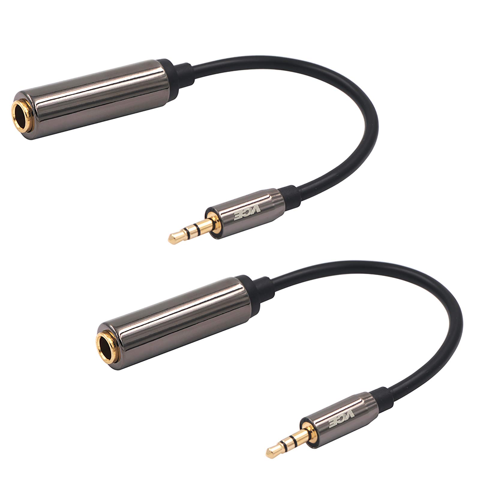 VCE 2 Pack Gold Plated 3.5mm Male to 6.35mm Female Audio Jack Adapter 20cm — image 1