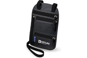 UETLRO Travel Wallet Womens Neck Wallet Travel Pouch and Passport Holder RFID Blocking Army Grey Passport Wallet for Men