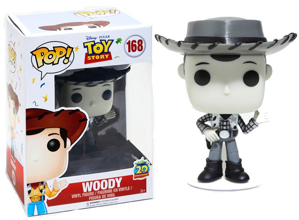 FunKo 10985 Toy Story 20th Anniversary, Pop Vinyl Figure 168 Woody B/W, 9 cm
