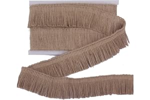 SUYUN WELL Burlap Fringe Trim Tassel Jute Lace 2 Inch Width 5 Yards Long for Clothes Accessories Latin Wedding Dress and DIY Lamp Shade Decoration (2 inch)