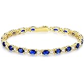 FANCIME 14K Gold Plated Birthstone Bracelets 4mm Sterling Silver Tennis Bracelets Gold Bracelets Birthday Jewelry Gifts for Women 7"