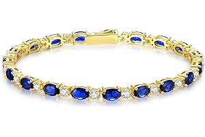 FANCIME 14K Gold Plated Birthstone Bracelets 4mm Sterling Silver Tennis Bracelets Gold Bracelets Birthday Jewelry Gifts for Women 7"