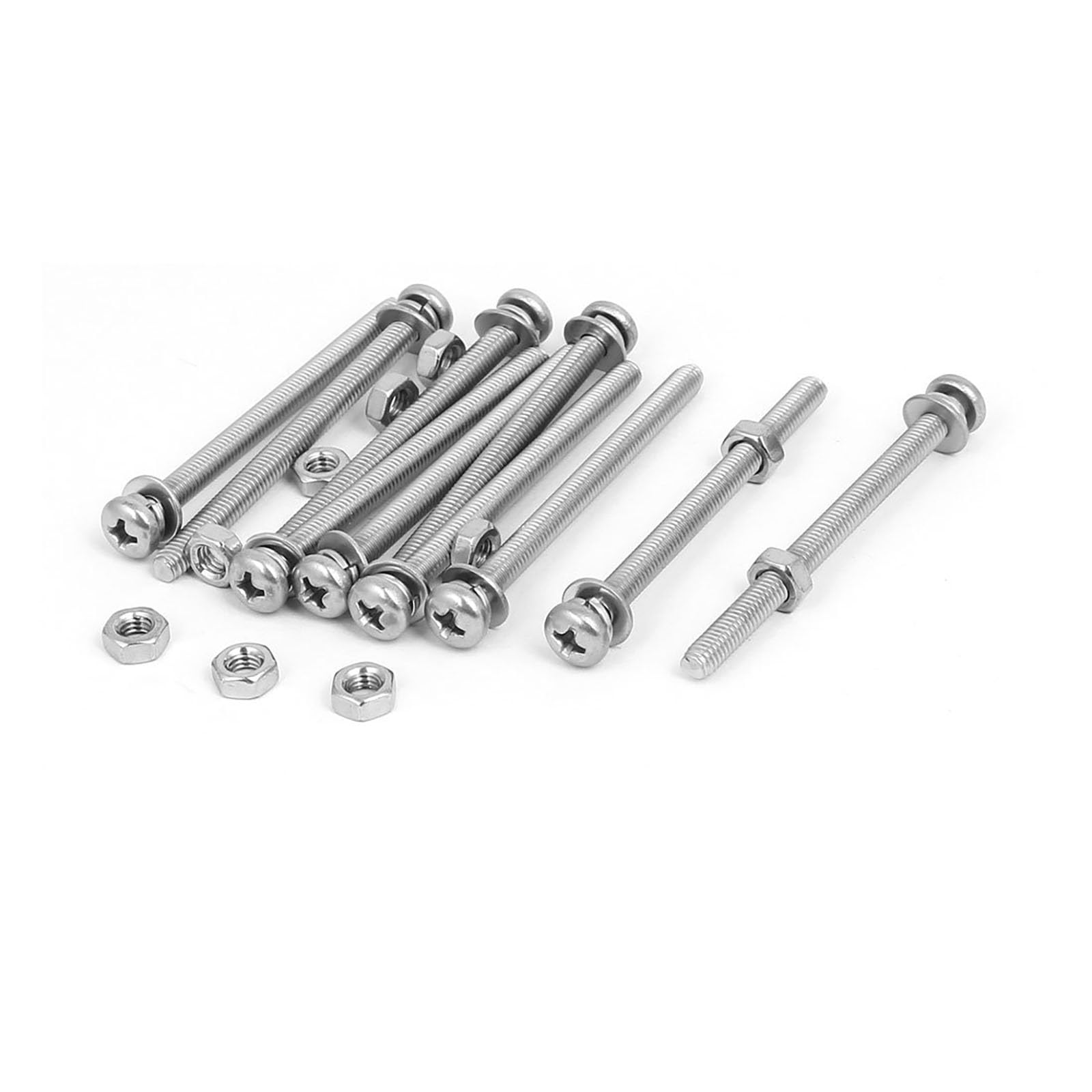 TOP-VIGOR 10Pcs M4x55mm Screw Assortment Kit, 304 Stainless Steel Phillips Pan Head Bolt Screw Nut Washer for Professionals, Amateurs, Landlords, Repairmen and DIY