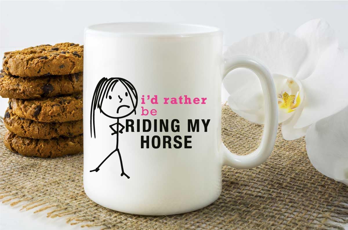 60 Second Makeover Limited Ladies I'd Rather Be Riding My Horse Mug Cup Horse Gifts for Women Equestrian Gifts Ceramic Coffee Cup Dishwasher Safe Microwave Safe