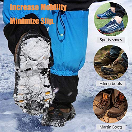 image for SHANLU Snow Grips, Traction Cleats/Ice Grips for Shoes with 18 Spikes,