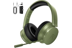 RYR Wireless Gaming Headset for Xbox Series X|S, Xbox One, PS5, PS4, Mac, Bluetooth 5.3, 3D Surround Sound, Rotatable Earmuffs, Gaming Headphones with Noise Canceling Microphones-Chartreuse