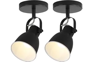 KEESFU 1 Light Track Lighting Kit, Black Adjustable Moden Flush Mount Ceiling Spotlight Wall Sconces for Kitchen,Bedroom, Hallway. 2 Pack.