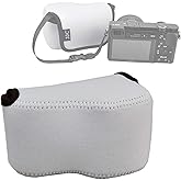 JJC Gray Ultra Light Neoprene Camera Case Pouch Bag, Compatible with Sony a6600 a6500 a6400 a6300 a6100 a6000 a5100 with Sony SELP1650 16-50mm Zoom Pancake Lens, Size 120 x 73 x 87mm