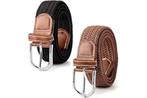Wujzkisster 2Pcs 100cm kids Braided Belt, 8 9 10 11 12 13 14 Year Old Boy_s and Girls(Brown+black)