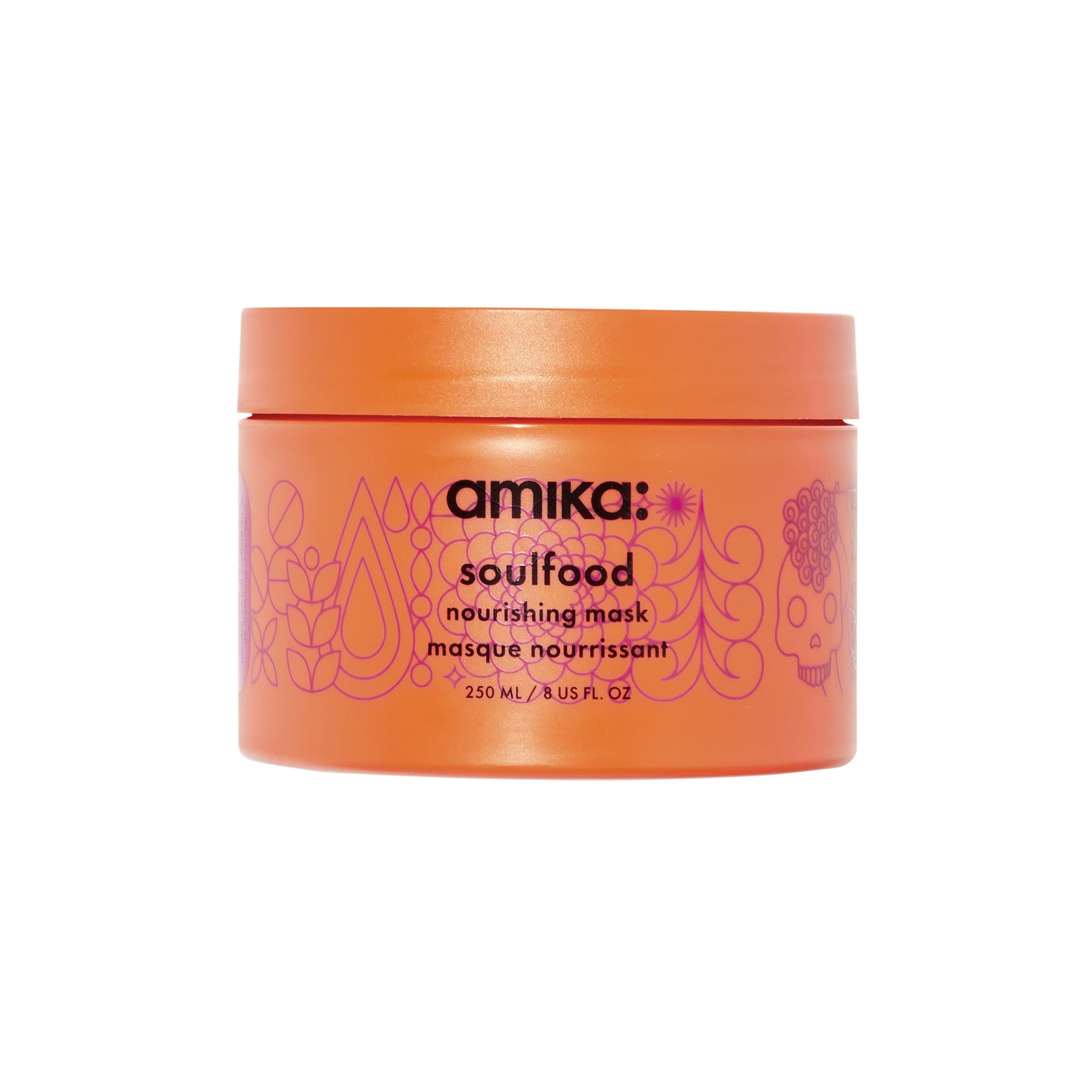 amika soulfood nourishing hair mask - hydrating hair care for dry, damaged strands - lightweight deep conditioner enriched with jojoba seed oil + seabuckthorn - restores softness + shine (250 ml)