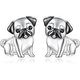 Sterling Silver Dogs Stud Earrings Pug French Bulldog Dachshund Schnauzer Golden Retriever Dalmatian Puppy Earrings Dog Jewelry Gifts for Pet Lovers