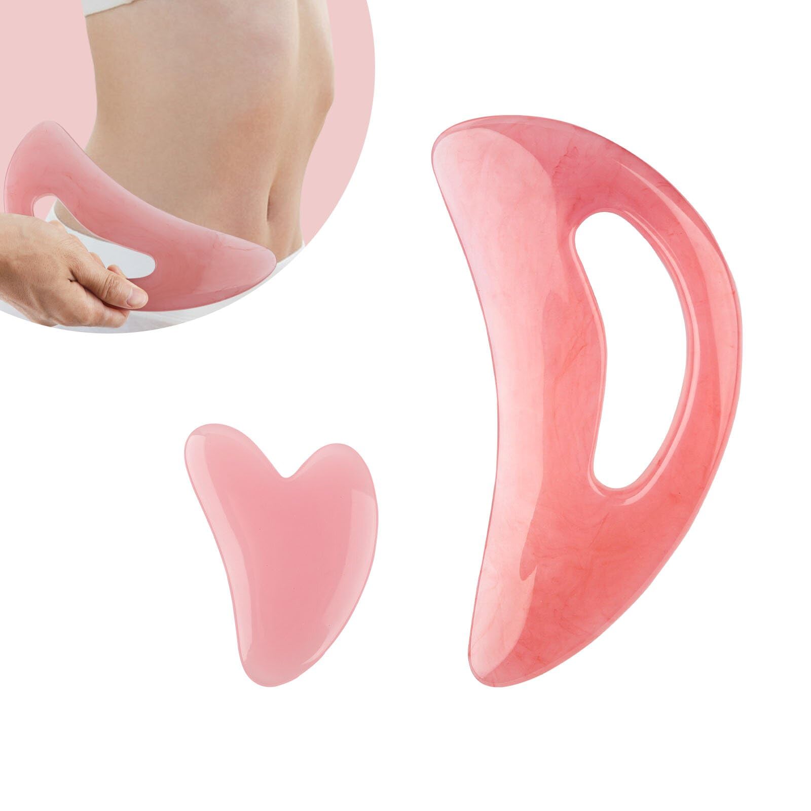 Photo 1 of FDKJEJC Body Gua Sha Tool Cellulite Guasha Tool for Body Large Body Massage Tools (Natural Resin) Lymphatic Drainage Tool Guasha Tool for Face?Back, Legs, Women's Body Shaping Tools (Pink)