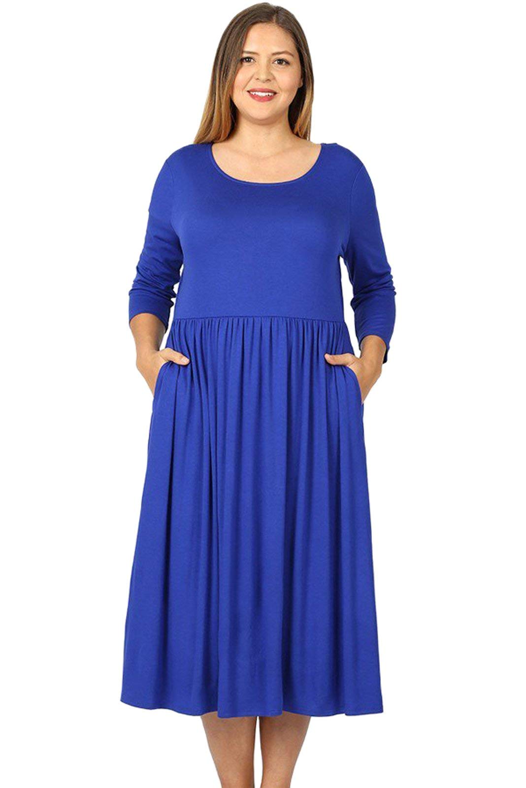 Pastel by Vivienne Women's Midi Dress with Pockets in Plus Size