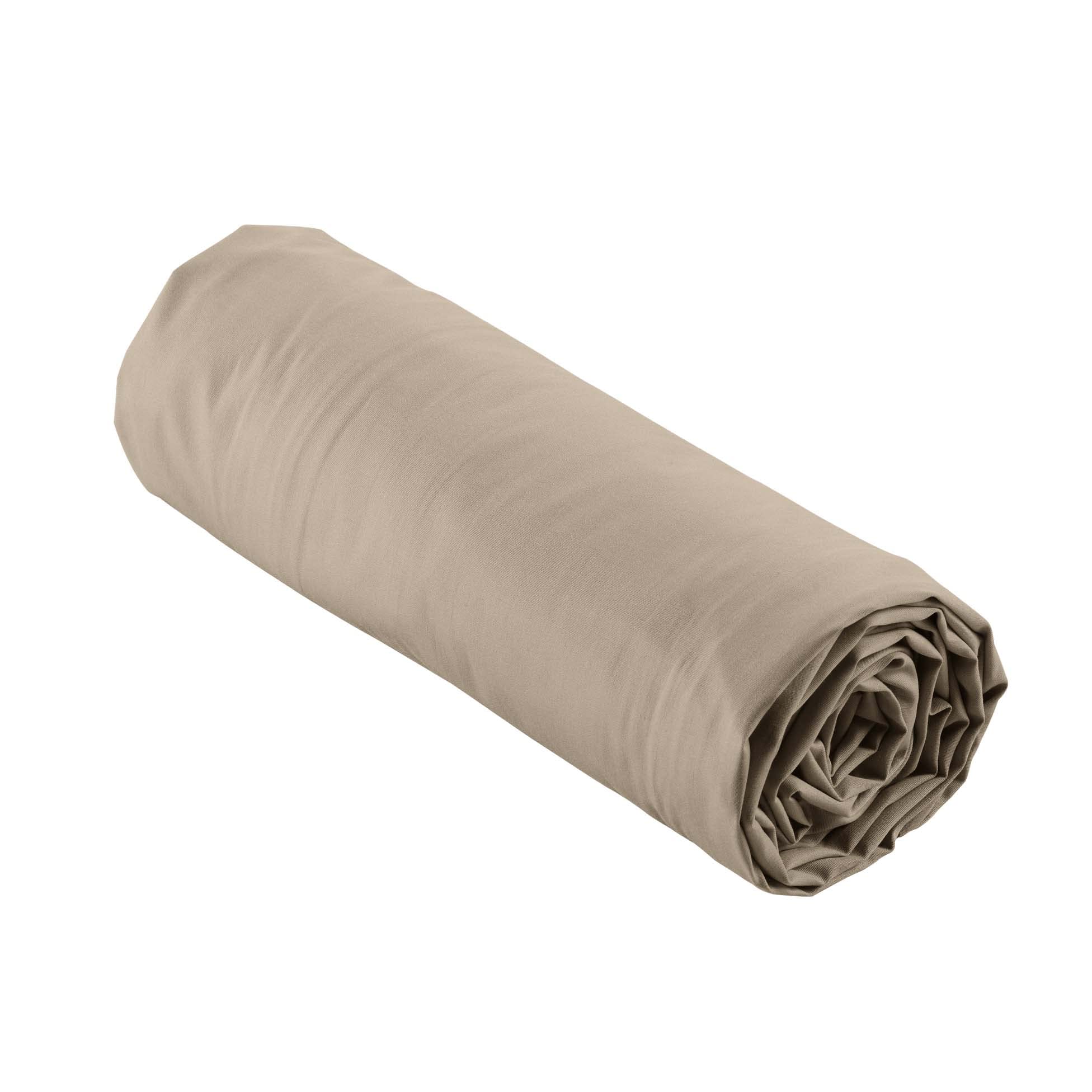 douceur d'intérieur, Percale Fitted Sheet 160 x 200 cm Sand Cotton Percale