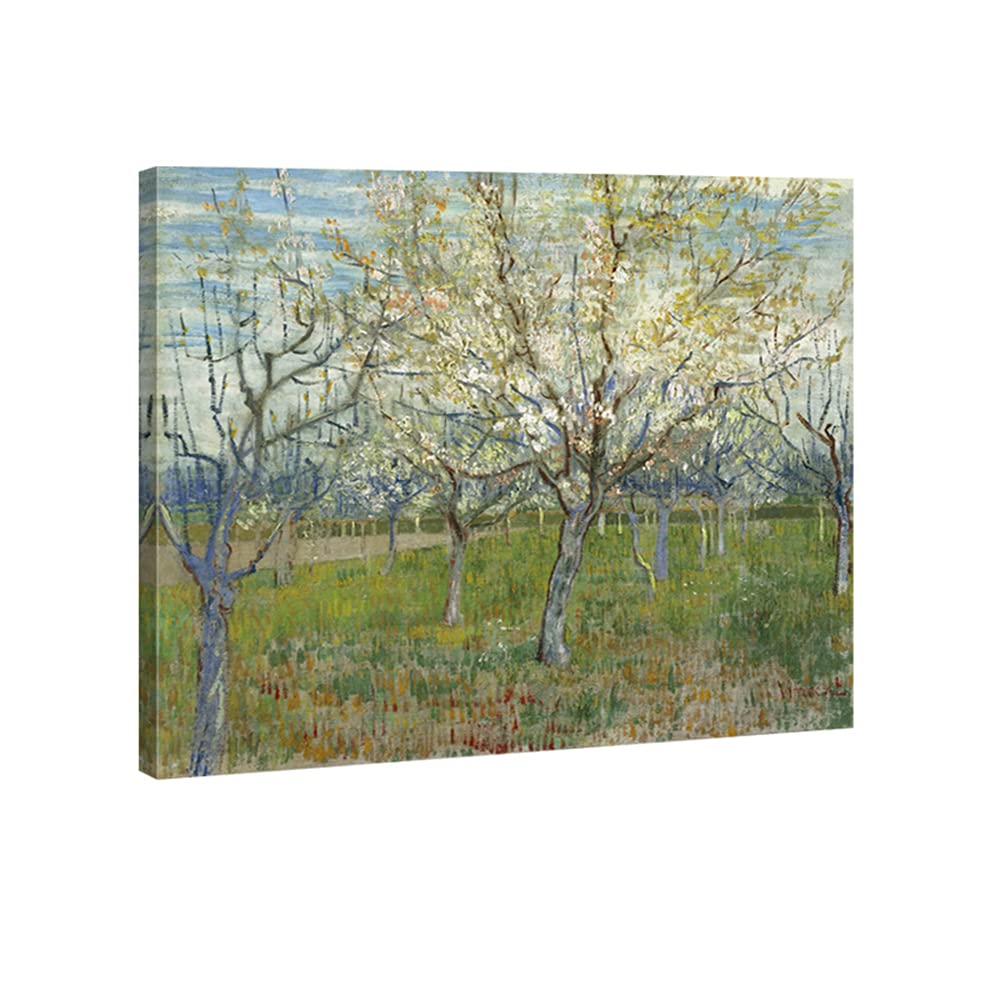 Wieco Art Orchard with Blossoming Apricot Trees Canvas Prints Wall Art of Van Gogh Famous Oil Paintings Reproduction Modern Classic Flowers Artwork for Home Decoration