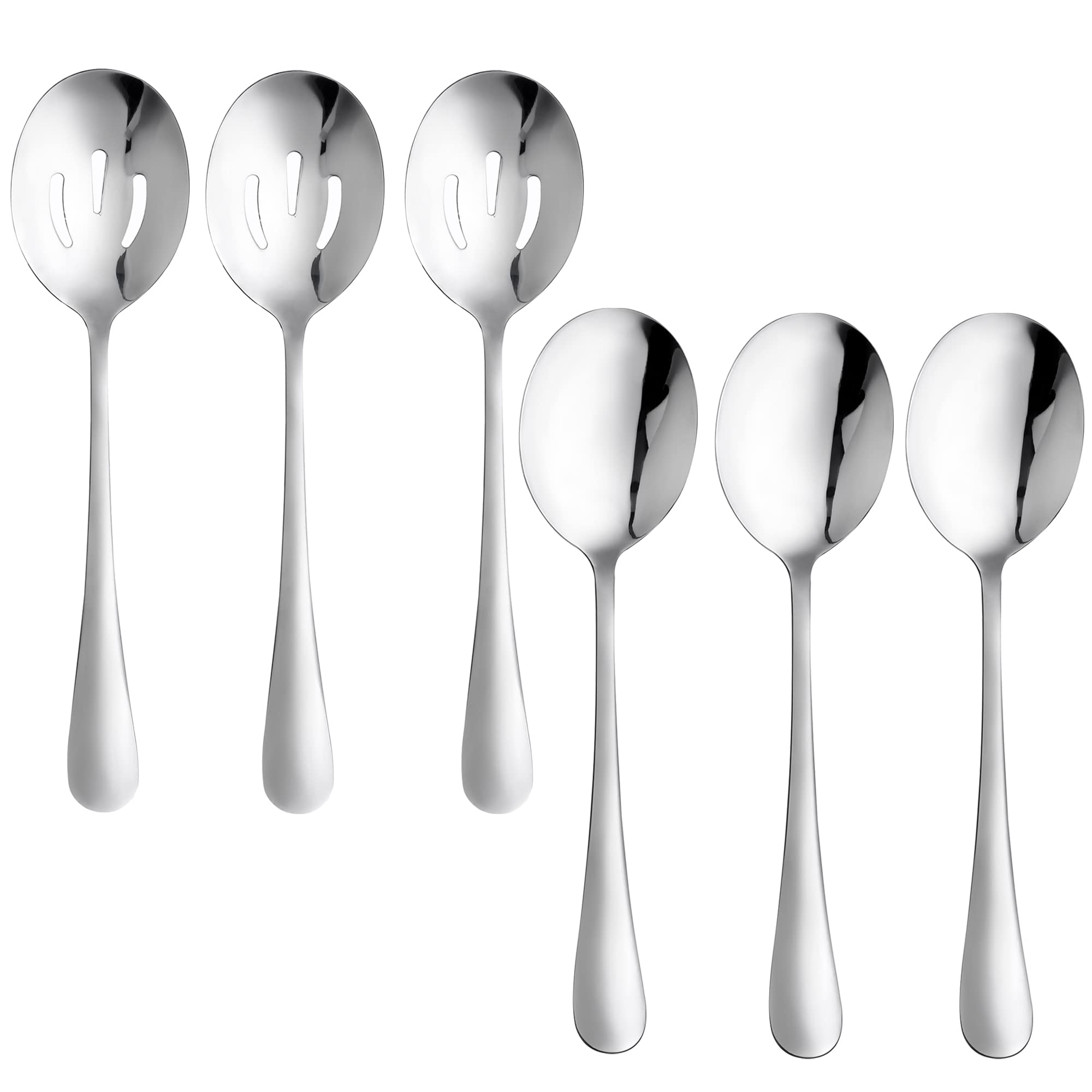 Photo 1 of 12 Pieces Serving Spoon Set, 8.7 Inch, Includes 6 Serving Spoons and 6 Slotted Spoons, Large Stainless Steel Buffet Banquet Utensils Cutlery Set for Home, Kitchen, Silver