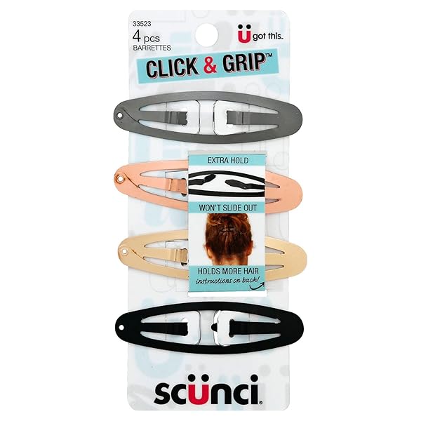 CONAIR DOUBLE CLIP SNAP CLIP 4 CT, ASSORTED, 0.05 POUNDS