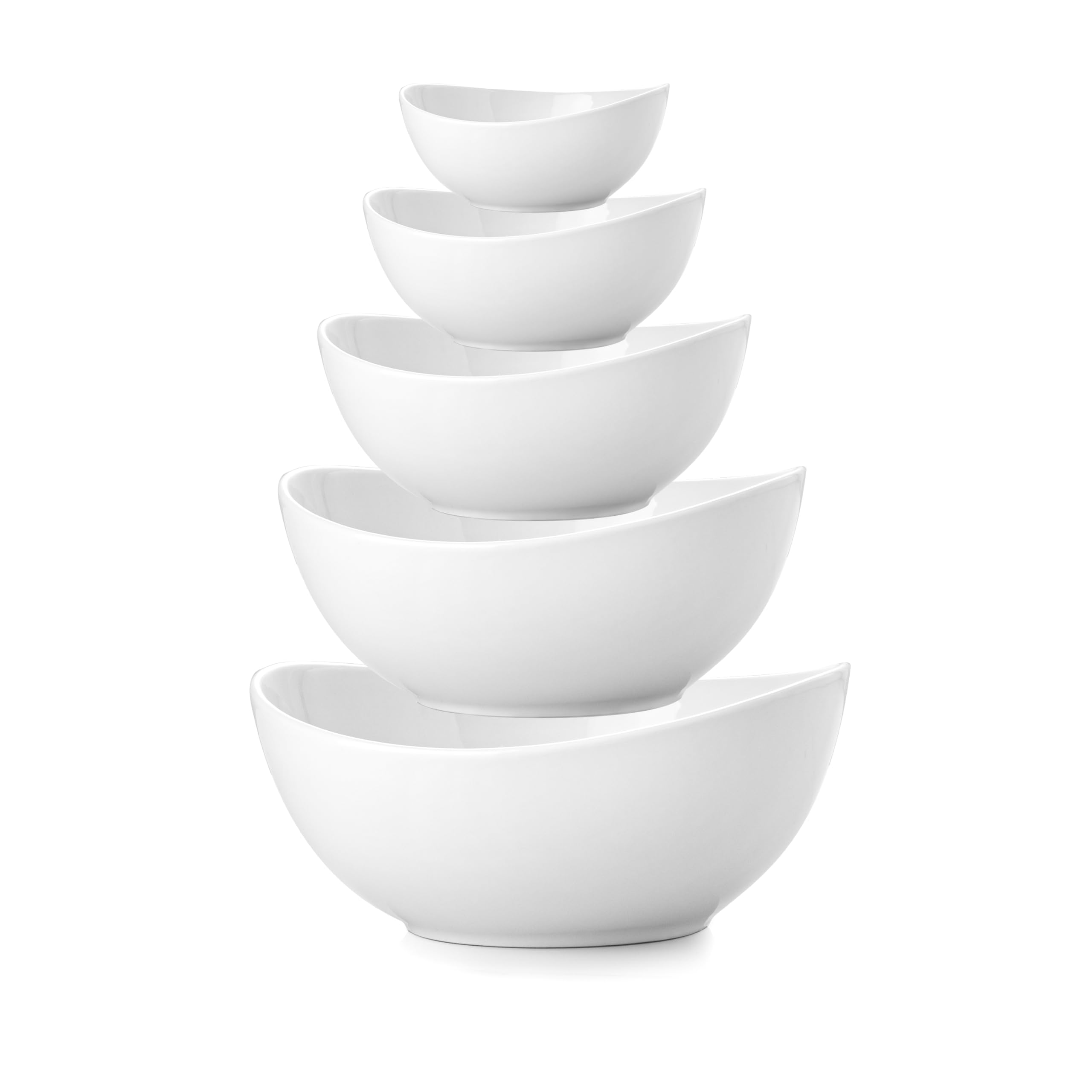 Photo 1 of ******4 pcs only ******* Familywood Porcelain Serving Bowls set for Entertaining, 3-11-20-32-50 Ounce, Scratch Resistant, 5 Piece Serving Bowl Set, Prep Salad Bowls for Christmas Thanksgiving, Dishwasher Safe, Pure White
