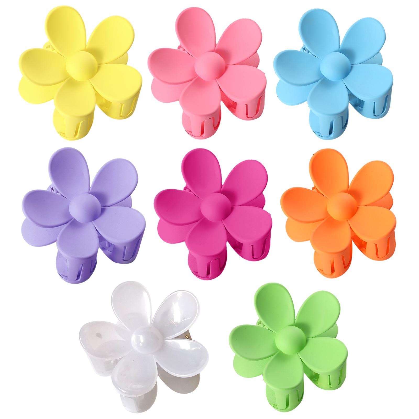 AYNKH 8PCS Flower Hair Claws, Non-Slip Strong Hold Cute Clips for Medium Thick Hair, Daisy Hair Accessories Headwear Clamps for Women Girls