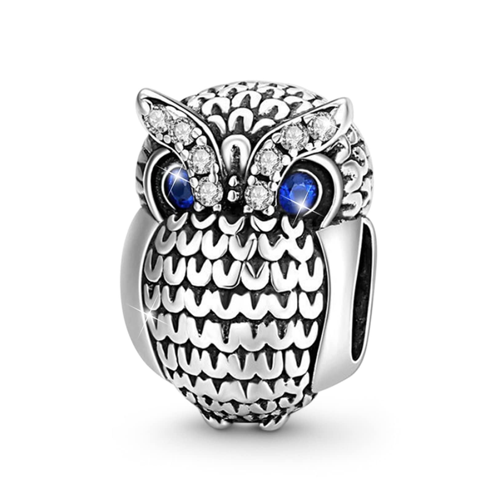 GNOCE Owl Charm Bead Sterling Silver Charm Fit Bracelet/Necklace for Women Girls Wife Daughter