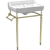 Whitehaus Collection WHV024-L33-3H-B Victorian Style Bath Console Sink with Interchangeable Towel Bar and Backsplash