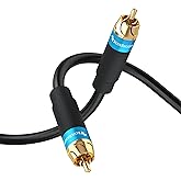 BlueRigger RCA Audio Subwoofer Cable (15FT, Dual Shielded, Gold Plated RCA Connectors) – for Subwoofer, Amplifier, Home Theater
