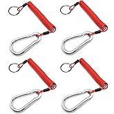 Malloryx 6' Breakaway Trailer Cable Trailer Brake Cable RV Stainless Steel Spring Towing Coiled Wire Safety Straps Ground Clip,for Breakaway Switch 4PCS