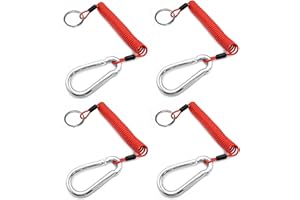 Malloryx 6' Breakaway Trailer Cable Trailer Brake Cable RV Stainless Steel Spring Towing Coiled Wire Safety Straps Ground Clip,for Breakaway Switch 4PCS