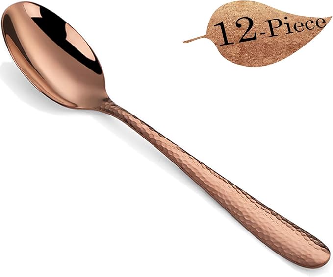 Rose Gold 12Piece Dinner Spoons Set, 7.5inch Stainless